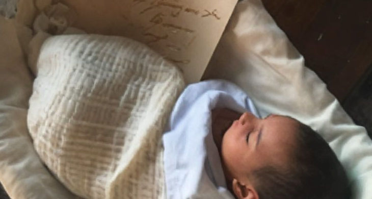 Husband Returns from Business Trip and Sees Newborn Baby on Table with Two Notes beside