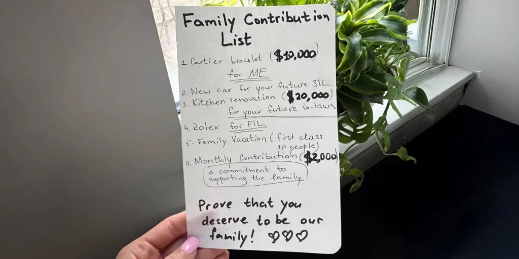 My Future MIL Handed Me a List of Gifts I ‘Owed’ Her to Be Accepted into the Family – So I Taught Her a Lesson She’ll Never Forget