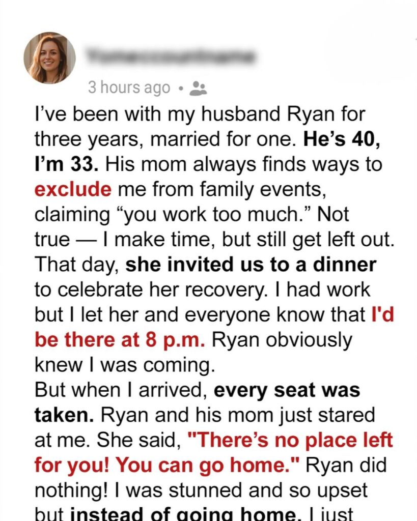 My MIL Always Excluded Me from Family Events, and My Husband Never Defended Me…
