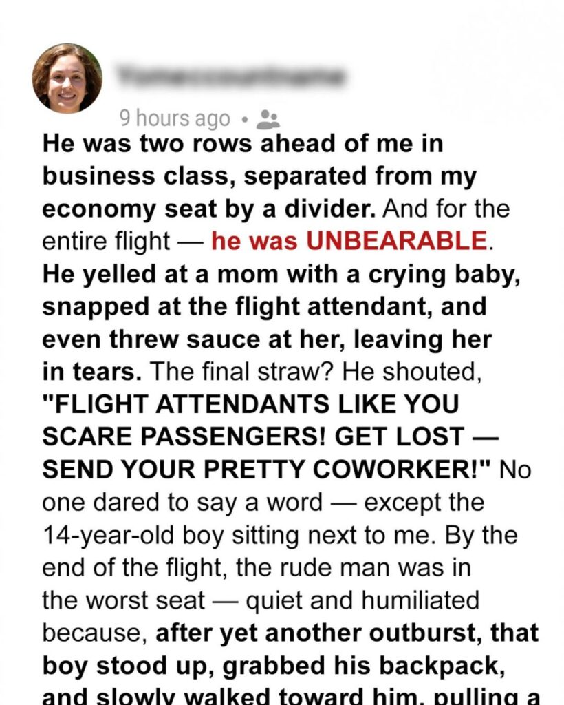 Entitled Business Class Man Yelled at a Flight Attendant and Made
